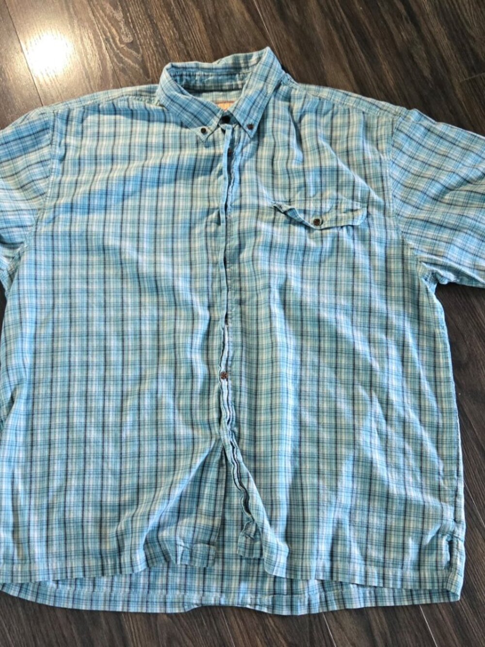 CARIBBEAN JOE Men's Plaid Short-Sleeved Cotton Shirt XXL